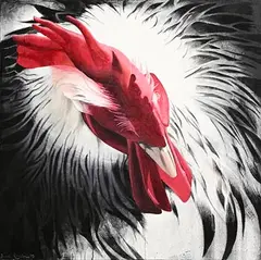 Diana Kingston, Cockerel, 2013, oil and charcoal on canvas