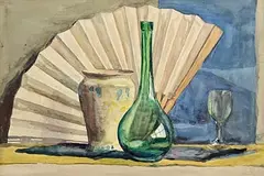 John Luke, Tabletop Still Life, watercolour on paper