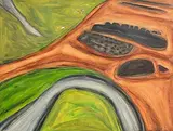 Maria Simonds-Gooding, The Turn in the River by the Bog, gouache on paper