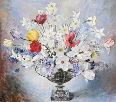 Geraldine M. O'Brien, Still Life - Vase of Flowers, oil on canvas laid on board