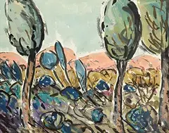 Evie Hone, Woodland Landscape, gouache on paper