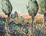 Evie Hone, Woodland Landscape, gouache on paper