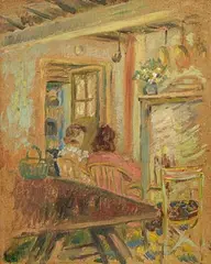 Derek Hill, Interior, oil on board