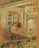Derek Hill, Interior, oil on board