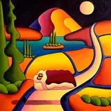 Alan Kenny, Lover's Bed, Moonlight, acrylic on canvas