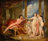John Hayter, Paris and the Apple, oil on board