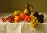 Reza Samimi, Still Life - Fruit and Tankard, oil on canvas