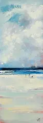 Paula McKinney, Brisk Morning Beach Walk, oil on board