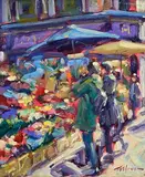 Flower Sellers, Duke St., Dublin by Norman Teeling, oil on board, sold May 2024