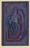 Evie Hone, Abstract Composition, pochoir - hand finished with gouache