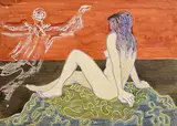 Gerard Dillon, Nude with Pierrot, pastel and mixed media