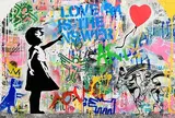 Thierry Guetta, Balloon Girl, 2021, unique silkscreen and mixed media on wove paper
