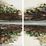 Barrie Cooke, White Tench Lake - Study 1,2,3,4, 1979, watercolour on paper (4) - (41x41cm each)