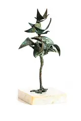 John Coll, Bird Tree, unique bronze on marble base