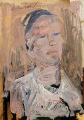 Study of a Woman by Basil Blackshaw, oil on card, sold Apr 2024