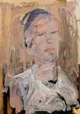 Basil Blackshaw, Study of a Woman, oil on card