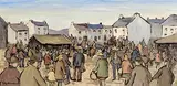 Gladys Maccabe, Market Day, Co. Galway, oil on board