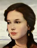 Ken Hamilton, Girl with the Gold Earrings, oil on board
