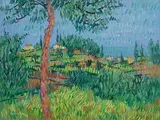 Nerja, Spain by Desmond Carrick, oil on board, sold Apr 2024