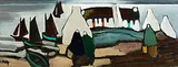 Shawlies Heading Home by Markey Robinson, gouache on board, sold Apr 2024