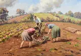 Charles McAuley, The Potato Gatherers, oil on canvas