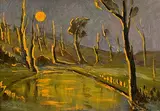 Grace Henry, Moonlight, oil on board