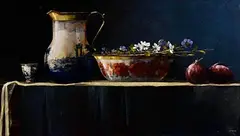 Martin Mooney, Still Life with Rose Bowl, 1996, oil on board