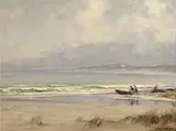 Frank McKelvey, Launching the Currach, oil on canvas