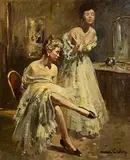 In the Dressing Room by Maurice Canning Wilks, oil on canvas, offered Feb 2024