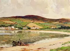 James Humbert Craig, Fishermen, Cushendun Bay, oil on board