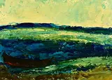 Daniel O'Neill, Currach by the Shore, oil on board