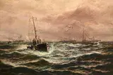 Thomas Rose Miles, A Surface Run of Submarines, oil on canvas