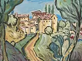 Evie Hone, Tuscan Village, gouache on paper