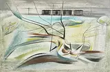 Kenneth Mahood, The Land by The Railway Line, oil on board