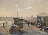 James Le Jeune, Thames Ferry, oil on board