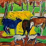 Elizabeth Cope, The Farmstead, oil on board