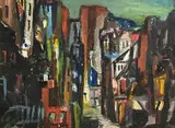 Seamus O'Colmain, City Street, oil on board