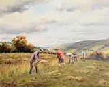 Harvesting at Glenqann, Antrim by Charles McAuley, oil on canvas, offered Feb 2024