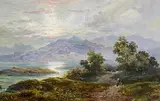 James Brennan, Animated Landscape, View of Killarney, 1882, oil on card