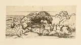 Roderic O'Conor, Passage a la Chaumiere Bretonne, etching