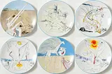 Salvador Dali Spanish, Conquest du Cosmos, set of 6 porcelain limited edition numbered plates, presented in original packaging - numbered 1540 from an edition of 4000