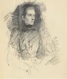 Seated Lady by John Butler Yeats, pencil on paper, sold Feb 2024