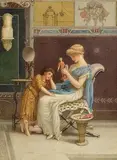 Augustus Jules Bouvier, Family Time, 1870, watercolour on paper
