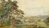 John Faulkner, Sheep in the Landscape, watercolour on paper