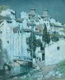 Albert Moulton Foweraker, Moonlight, Andalucia, watercolour on paper