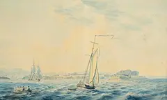 Joseph Charles Barrow, East View of Tarbert, Upon the River Shannon, Co. Kerry, The Seat of Sir Edward Leslie, Bart, watercolour on paper