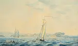 Joseph Charles Barrow, East View of Tarbert, Upon the River Shannon, Co. Kerry, The Seat of Sir Edward Leslie, Bart, watercolour on paper