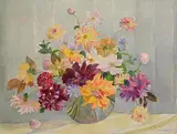 Moyra Barry, Still Life - Vase of Summer Flowers, oil on canvas