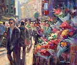 Flower Sellers, Grafton Street by Norman Teeling, oil on board, sold Feb 2024