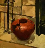 Mark O'Neill, Still Life - Terracotta Pot on the Hearth, oil on board